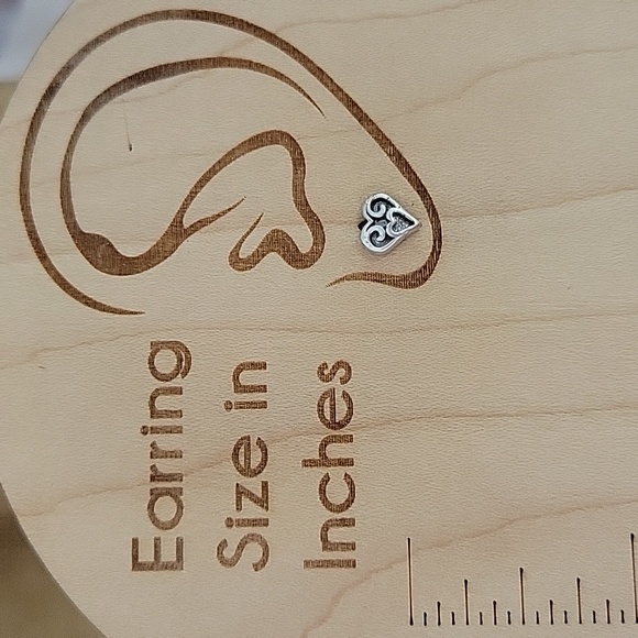 Sterling Silver Dainty Heart Stud Earrings, S925 - Picture 3 of 6